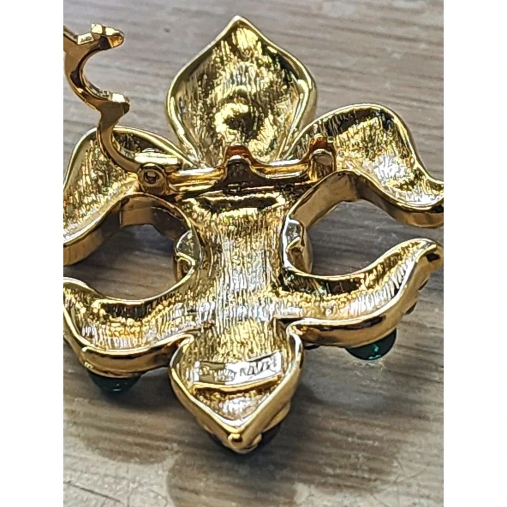 Vintage‎ MVH Crown Michaela Von Habsburg Signed Fleur De Lis Brooch Pendant